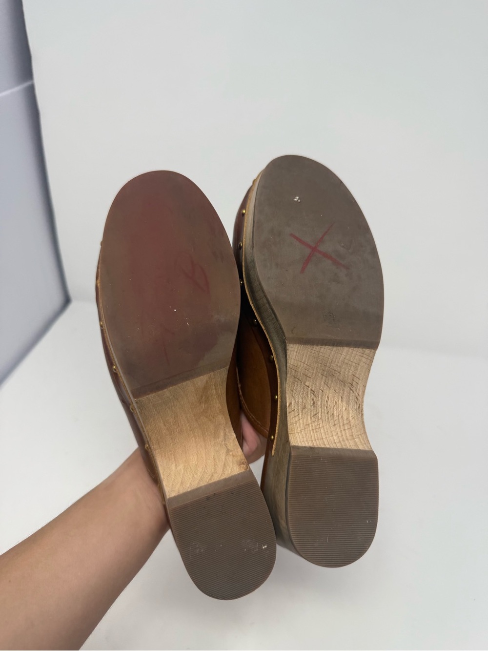 J Crew Brown Cognac Leather Clogs Size 6 - Picture 6 of 8